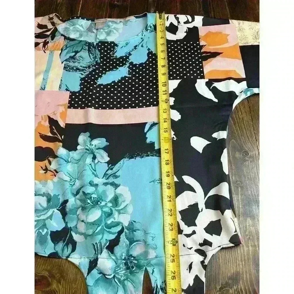 CHICOS Dolman Sleeve Floral Print Popover Blouse Tie Front US Size 1 - Medium - Picture 4 of 11